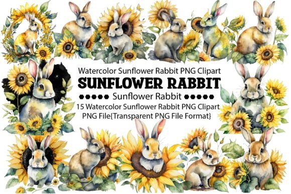 Download Watercolor Sunflower Rabbit PNG Bundle - Premium Resources