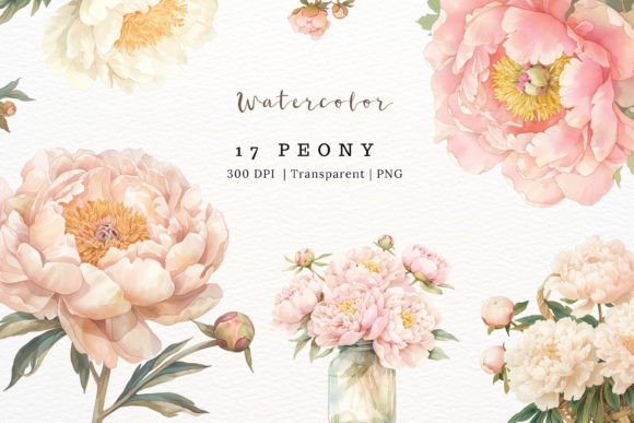 Download Vintage Peony Watercolor Clipart - Premium Resources