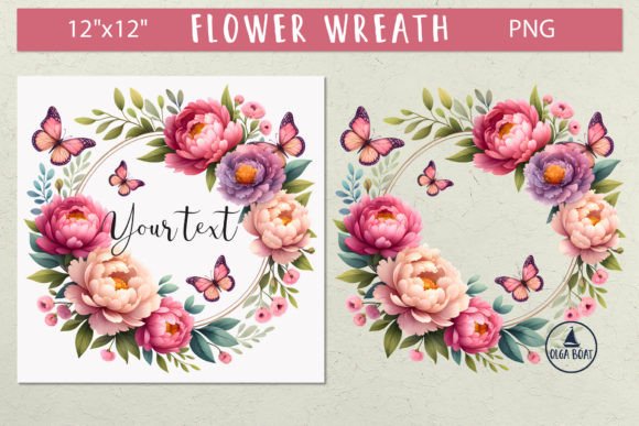 Download Butterfly Flower Frame Peony Wreath Png - Peony Collection