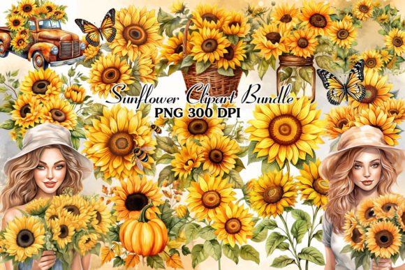 Download Fall Sunflower Watercolor Clipart Bundle - Premium Resources
